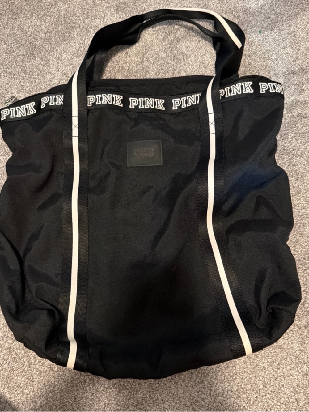 PINK Victoria's Secret Black Tote Bag with White Trim